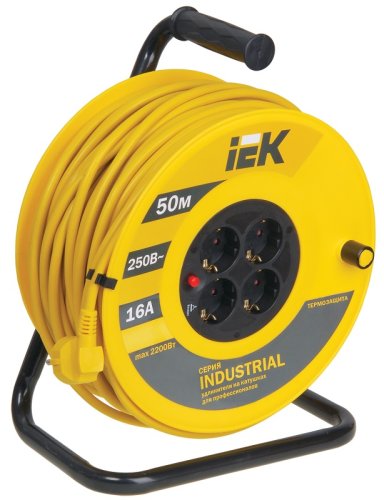Удлинитель на катушке с заземлением IEK Industrial 4х50м 16А 3500Вт IP20 фото Удлинитель на катушке с заземлением IEK Industrial 4х50м 16А 3500Вт IP20 картинка
